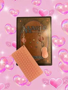 Pink Silicone Keyboard & Mouse earrings